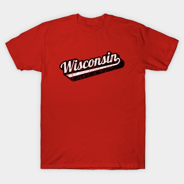 Vintage Wisconsin Script Classic Design T-Shirt by MalmoDesigns